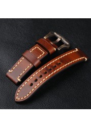 Handmade Bronze Submarine Buckle Watchband 22 24 26mm Brown Blue Black Suitable for BAM Bronze Watch Men Bracelet