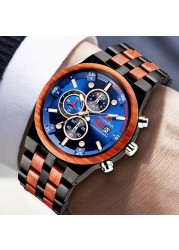 Top Brand Luxury Men's Sports Watches Fashion Casual Wooden Quartz Watch Multifunction Men Wrist Watch Male Clock relogio