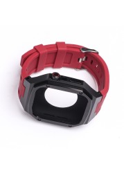 45mm 44mm Silicone Strap Metal Case Set for iWatch Series 7 6 SE 5 4 Stainless Steel Case for iWatch Series Modification Kit