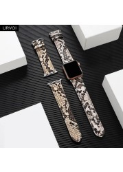 URVOI Leather Strap for Apple Watch Series 7 6 SE 5 4 3 2 1 Strap for iwatch band 41 45mm Microfiber with Python Modern Design