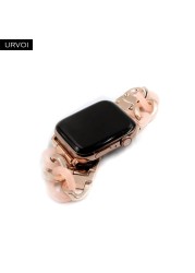 URVOI بقرة بوي سلسلة الفرقة ل أبل ساعة 7 6 SE 5 4 3 2 1 الفولاذ المقاوم للصدأ الراتنج حزام ل iwatch حزام ربط سوار النمط الحديث