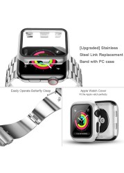 Stainless steel strap for Apple watch case 44mm/42mm 45mm/41mm smart watch bracelet for iWatch Series 7 4 3 5 SE 6 watchbands