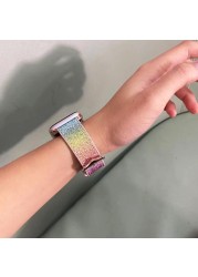 silicone diamond bracelet for apple watch 40 44mm 41 45 38 42mm jelly shiny bling band for iwatch 7 6 5 4 3 women's rainbow strap