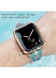 Women Bling Diamond Strap for Apple Watch 7 6 5 41 45 38 42mm Silicone Band for iwatch 4 3 40 44mm Colorful Shiny Gel Bracelet