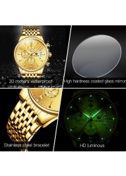 OLEVS Men's Watch Waterproof Luminous Wrist Watch Quartz Stainless Steel Watch for Men Pilot Top Brand Male Watches