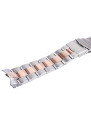 CARLYWET - Metal watch band, 22 mm, medium rose gold, stainless steel, alternative, double push clasp for Seiko