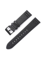 20mm 22mm Leather Watch Strap For Samsung Galaxy Watch 4 42mm 46mm Huawei Watch GT Black Buckle Wrist Watch Strap Bracelet