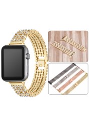 41mm Stainless Steel Diamond Strap for Apple Watch 7 45mm 44mm 42mm Metal Watchband for iwatch 7 6 5 Se Bracelet Wristband 38mm