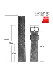 Hemsut Fabric Watch Bands Quick Release Gray Two Pieces Fabric Watch Straps Heavy Buckle 18mm 20mm 22mm