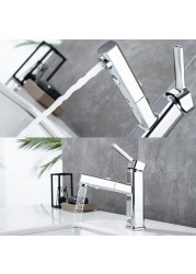 DQOK Bathroom Basin Faucets Basin Mixer Sink Faucet Pull Out Bathroom Water Mixer Chrome Brass Modern Washbasin Faucets Black