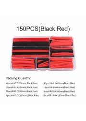 Boxed 150/190pcs Red Black Polyvin Heat Shrink Tubing Cable Tube Sleeving Kit Wrap Wire Set Heat Shrink Tubing Cable Sleeves