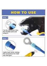 360pcs Marine Grade Heat Shrink Loop Connectors - Heat Shrink Wire Connectors Tinned Red Copper Insulated Loop Terminals Crimp Terminals