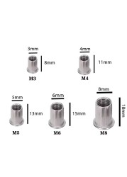 150pcs Rivet Nut Thread Insert Stainless Steel Rivet Nut Rivet Nut With Threaded Retainer Mechanical Tools Clamping Lever Rivet Nut Set