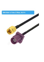 RAL4004 Male/Female Fakra D to SMA Male Right Angle RG174 Cable Adapter GSM Antenna Extension Cord RF Coaxial Pigtail Jumper