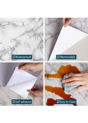 40/60/80cm Width Marble Wallpaper PVC Self Adhesive Roll Kitchen Waterproof Oil-proof Wall Stickers Easy to Remove Upgrade