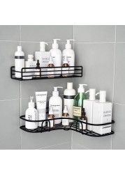 Bathroom Shelf Shower Wall Mount Shampoo Storage Holder With Suction Cup No Drilling Kitchen Storage Bathroom Accessories