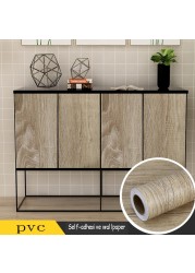 Wood Grain Stickers Wardrobe Cabinet Table Furniture Renovation Wallpaper Self-adhesive Waterproof Wall Papers Home Decor