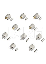 JX Connector 10pcs PL259 UHF Male Plug Socket Coax Connector Adapter RF Connector For RG58 RG142 LMR195 RG400 Cable Fast Ship