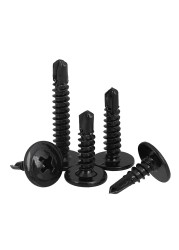 Cross Round Head Round Head Drilling Screw With Pad Self Tapping Screws With Washer Black 410 Stainless Steel M4.2 M4.8