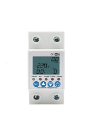 2P 63A Tuya APP WiFi Smart Circuit Earth Leakage Over Under Voltage Protection Device Relay Device Switching Contactor Power KWh Meter