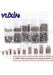 300pcs DIN916 M3 M4 M5 12.9 Grade Black Socket Screw Assortment Allen Head Socket Hex Set Grub Screw Box Kit