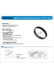 POWGE 2MGT G2M 2GT Synchronous timing belt pitch length 660/670/676/696/700/710/724/726/730 width 6/9mm rubber GT2 closed loop