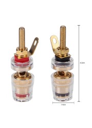 2pcs amplifier gold-plated speaker binding posts oxidation resistance brass terminal with transparent shell for banana plug 4mm