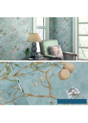 Self-adhesive Wallpaper Living Room Background Wall Stickers Furniture Decor DIY Pastoral Style Floral Pattern Home Decor