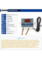 DC12V 24V AC110V-220V LED Digital Thermostat Temperature Controller NTC Sensor Temperature Control Switch Relay