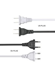 High Quality AC Power Cord 2.4M Switch Plug Cord Two Pin EU US Plug Cable Extension Cord Black and White LED Light Cord