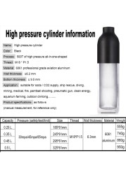 Aeronautic Aluminum Paintball PCP Cylinder Oxygen Tank Compressed Air Bottle without High Pressure Regula 0.25L/0.35L/0.45L/0.5L