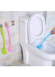 Portable Plastic Toilet Brush Bending Long Handle Bathroom Toilet Bowl Scrub Double Sided Cleaning Brush Bathroom Accessories