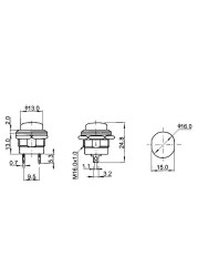 18pcs 16mm self-return timer push button switch 6A/125VAC 3A/250VAC