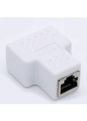 10pcs/lot RJ45 Network Cable 8P8C Splitter Coupler Connector Ethernet Extension Adapter 1xFemale to 2 Ways Adapter