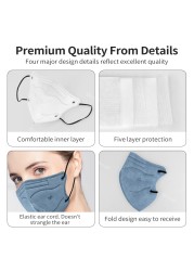 Morandi 5D KN95 Masks Mascherine FFP2 Mascarillas FPP2 Negras Adult Black Face Mask Respirator 5 Protective Layers ffp2fan CE