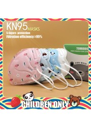 Cute Kids KN95 Mask 5 Layers Face Mask Respirator FFP2 Mascarillas Strawberry Panda KN95 Pocket Masks for Kids Boys Girls