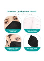 10-200pcs Mascarillas KN95 Certified 5 Layers Black KN95 Masks Colorful ffp2mascarilla Adult FP2 FPP2 Approved Mask FFP2