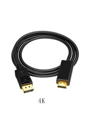 ديسبلاي بورت إلى كابل HDMI متوافق مع 1.8 متر 1080P منفذ عرض DP إلى كابل HDMI متوافق لتوصيل الكمبيوتر المحمول إلى أجهزة العرض