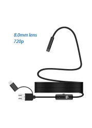 7mm 720P Endoscope Camera Flexible IP67 Waterproof Micro USB Industrial Endoscope Camera Android Phone PC 6LED Adjustable