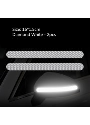 2pcs Reflective Rearview Mirror Warning Sticker, Rearview Mirror Night Safety Warning Strip Anti-collision Scratch Sticker