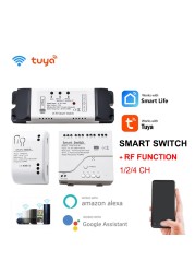 Tuya الذكية باب المرآب فتاحة واي فاي RF 1/2/ 4CH وحدة تحكم التتابع التبديل الموقت يعمل مع أليكسا جوجل الرئيسية الأمر الصوتي