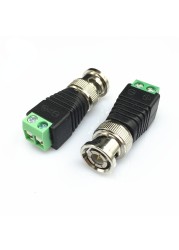 2pcs/lot Coax CAT5 to CCTV Camera Coaxial BNC Male Video Balun Transceiver Connector for CCTV Surveillance Camera Accessories