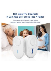 Awapow Outdoor Wireless Doorbell Self Powered Smart Doorbell Home Ring 150M Remote Receiver Emergency Call Alarm Safety Kits