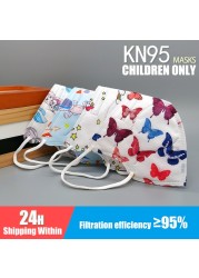 FFP2 KN95 Butterfly Mask For Kids Thicker 5 Layer KN95 Mask Kids Mouth Mask Anti-Fog Student Respirator Mask