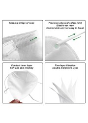 10-200pcs CE ffp2fan KN95 Filter 5 Ply Reusable Adult Face Mask Mascarillas FPP2 homology adas Mascherine FFPP2 Masque FFP 2 FP2