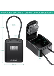 2022 ORIA Master Box Lock 4 Digit Combination Cabinet With Key Waterproof Key Box Lock With Removable Chain