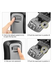 2022 Key Box Password Key Lock Box Wall Key Safe Weatherproof No 4 Combination Storage Key Box Lock Indoor & Outdoor