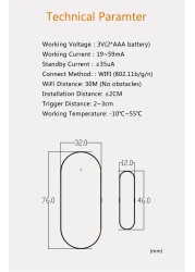 Aubess Tuya Smart WiFi Door/Window Magnetic Sensor Open/Closed Detectors Compatible With Alexa Google Home Smart Life APP