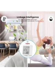 Tuya Zigbee WiFi Temperature Humidity Sensor Battery Power with LCD Screen Works with Alexa Google Home Smart Life