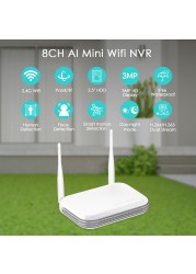 New Super Mini WiFi NVR 8CH 3MP 5MP H.265 Wireless Network IP Camera Video Recorder Support Face Detection Email Alert XMEYE